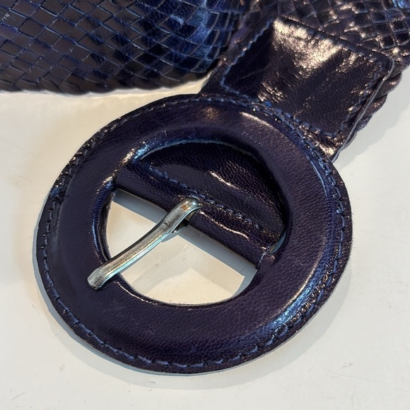 Nine West vintage eggplant purple 100% leather  weaved belt size large - Picture 6 of 11